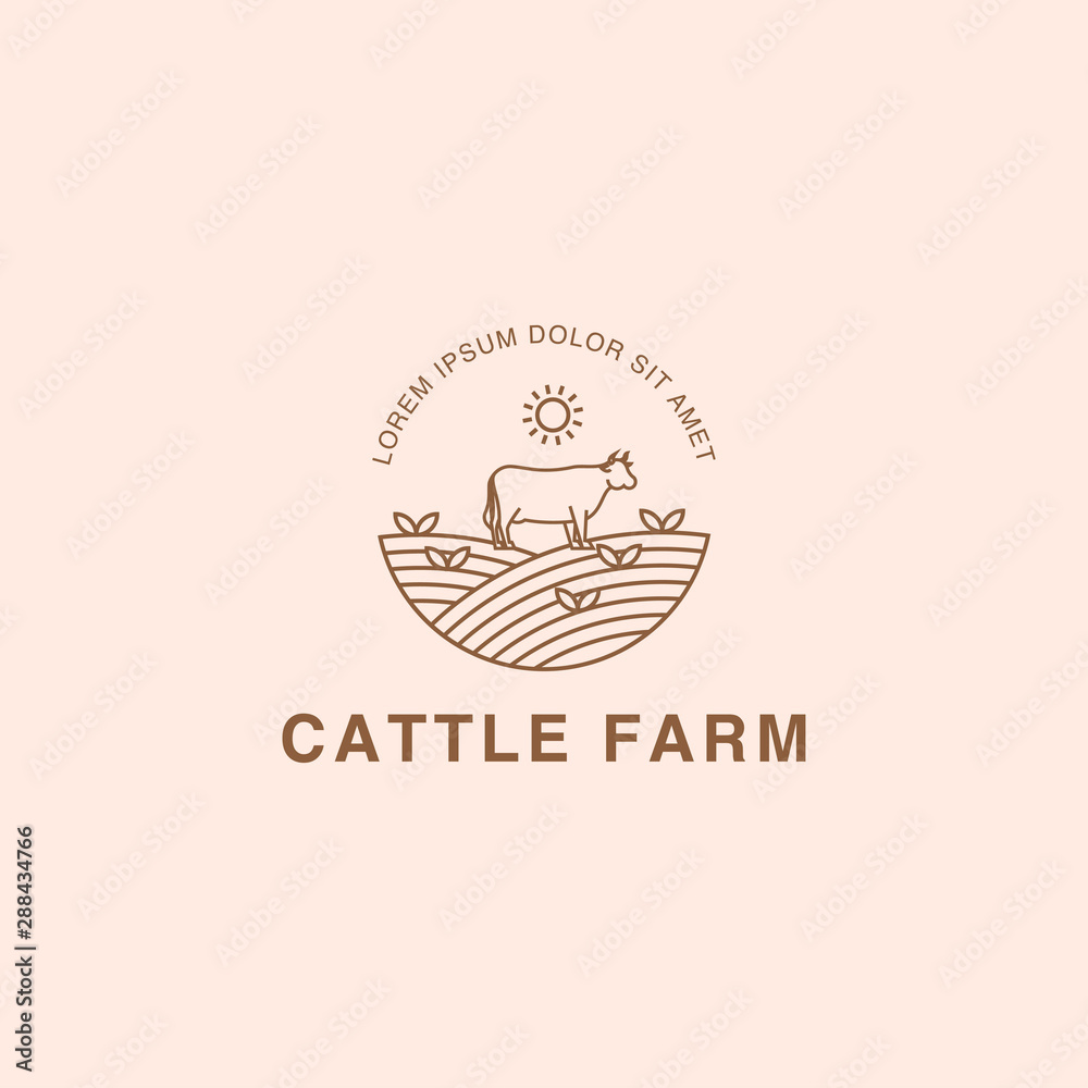 livestock logo icon with the concept of field and cattle Stock Vector ...