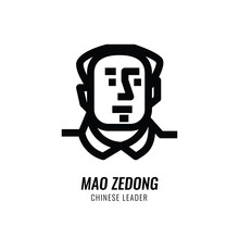 Mao Zedong Avatar. Chinese Leader. Line Character Design. Vector