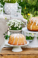 Wall Mural - Traditional Easter cake in the garden.