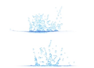 Wall Mural - 3D illustration of 2 side views of cool water splash - mockup isolated on white, creative still