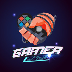 Wall Mural - gamer lover logo design