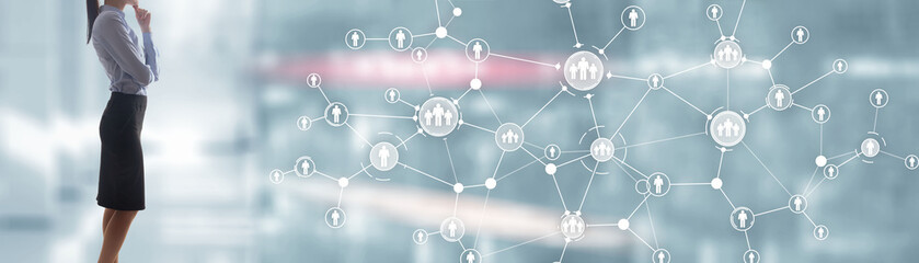Wall Mural - people connection technologies for business. mixed media