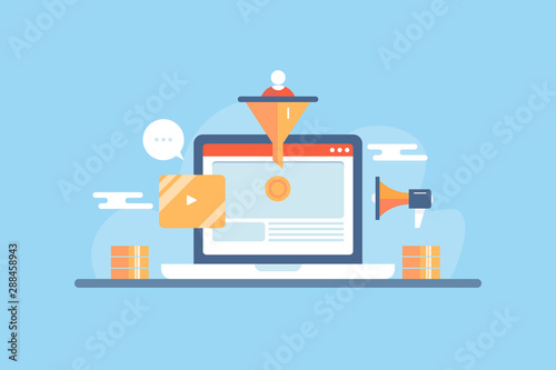 Cuadros en Lienzo Conversion rate optimization, convert lead to customer, digital marketing funnel, cro concept, flat design vector banner template