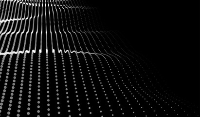 Poster - big data. vector abstract futuristic digital landscape with particles dots and stars on horizon. com