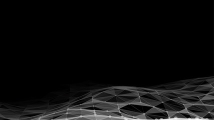 Poster - big data. vector abstract futuristic digital landscape with particles dots and stars on horizon. com