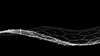 Poster - big data. vector abstract futuristic digital landscape with particles dots and stars on horizon. com