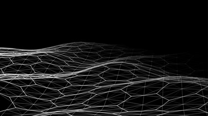 Poster - big data. vector abstract futuristic digital landscape with particles dots and stars on horizon. com