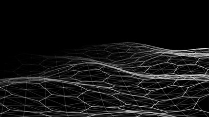 Poster - big data. vector abstract futuristic digital landscape with particles dots and stars on horizon. com