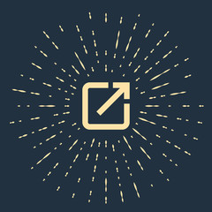 Poster - Beige Open in new window icon isolated on dark blue background. Open another tab button sign. Browser frame symbol. External link sign. Abstract circle random dots. Vector Illustration