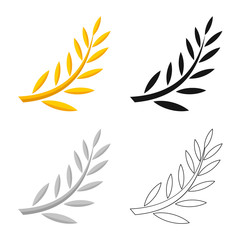  Isolated object of laurel and gold logo. Set of laurel and leaves vector icon for stock.