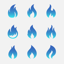 Simple Blue Flame Icons Vector