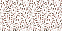 Seamless Pattern With Stylized Leaves. Watercolor Hand Drawn Illustration.