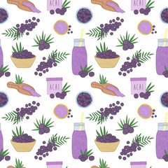 Acai berry illustrations set