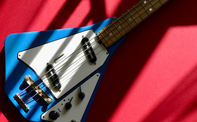 vintage bass guitar . color background