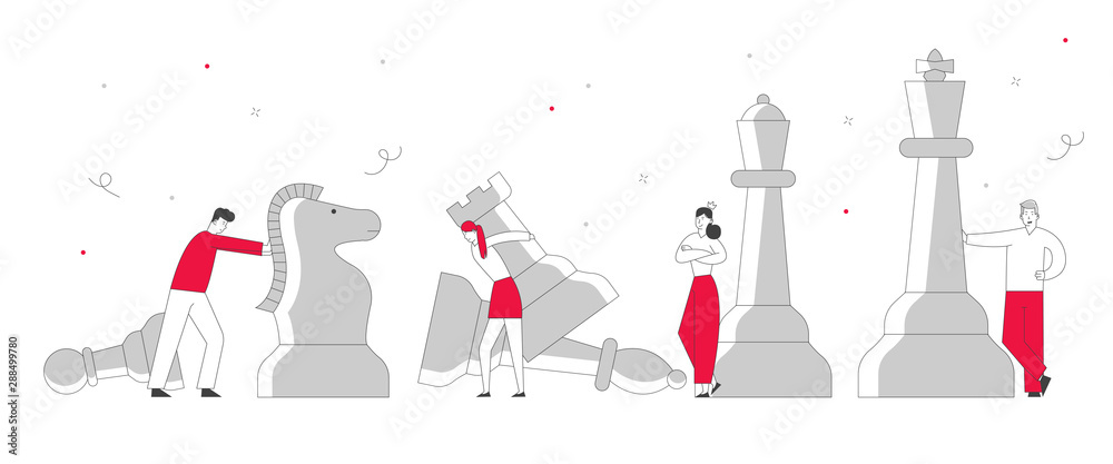 Business Strategy Plan, Businessmen and Businesswomen Characters Team ...