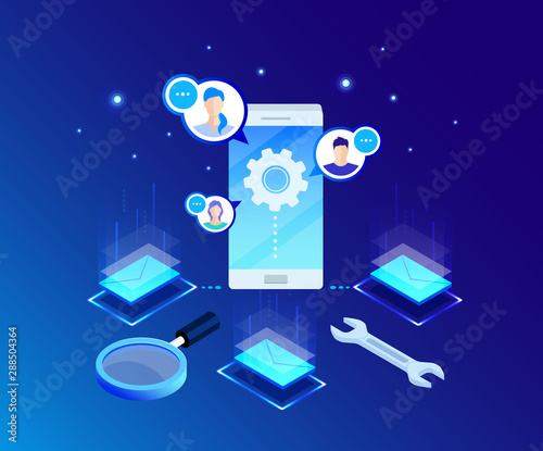 Global Online Email Marketing Vector Isometric Background Design