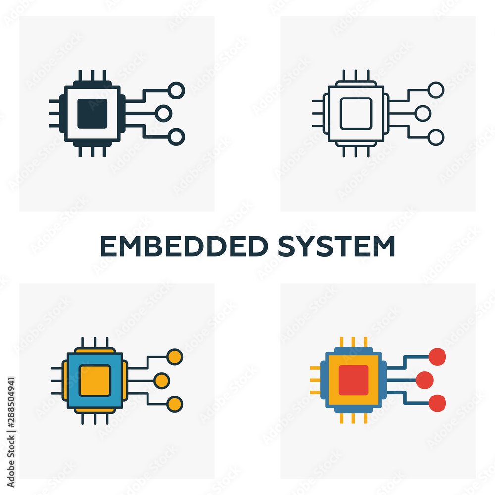Embedded System icon set. Four elements in diferent styles from ...