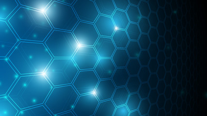 Poster - blue abstract hexagon net technology background,futuristic hexagon tech background,cyberspace technology background,3d innovative background