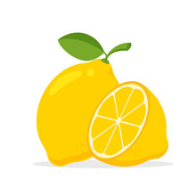 Yellow Lemon Vector. Lemon Is A Fruit That Is Sour And Has High Vitamin C. Helps To Feel Fresh.