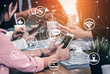 © InfiniteFlow - Social media and young people network concept. Modern graphic interface showing online social connection network and media channels to engage customer interaction in the digital business.