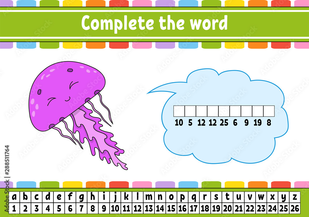 Complete the words. Cipher code. Learning vocabulary and numbers ...