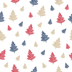 Wall Mural - Christmas tree seamless pattern on isolated background.