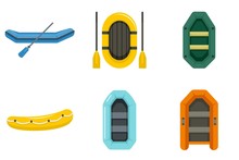 Inflatable Boat Icon Set. Flat Set Of Inflatable Boat Vector Icons For Web Design