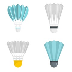 Poster - shuttlecock icon set. flat set of shuttlecock vector icons for web design