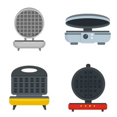 Poster - Waffle-iron icon set. Flat set of waffle-iron vector icons for web design