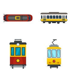 Poster - tram icon set. flat set of tram vector icons for web design
