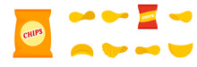 Chips Potato Icon Set. Flat Set Of Chips Potato Vector Icons For Web Design