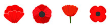 Poppy Flowers Icon Set. Flat Set Of Poppy Flowers Vector Icons For Web Design