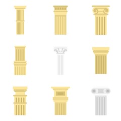 Poster - pillar icon set. flat set of pillar vector icons for web design