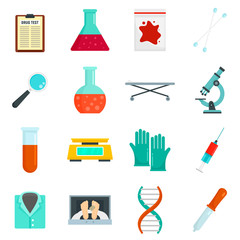 Poster - forensic laboratory icons set. flat set of forensic laboratory vector icons for web design