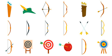 Canvas Print - Archery icons set. Flat set of archery vector icons for web design