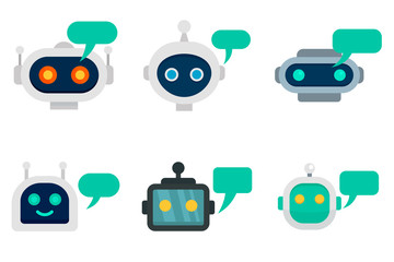 Poster - chatbot icons set. flat set of chatbot vector icons for web design