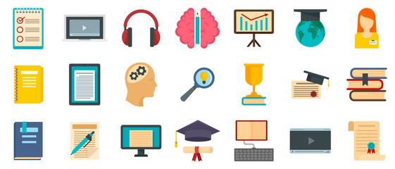 Poster - staff education icons set. flat set of staff education vector icons for web design