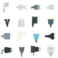 Poster - plug icons set. flat set of plug vector icons for web design