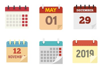 Poster - calendar icons set. flat set of calendar vector icons for web design