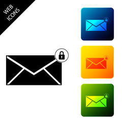 Poster - Email message lock password icon isolated. Envelope with padlock sign. Private mail and security, secure, protection, privacy symbol. Set icons colorful square buttons. Vector Illustration