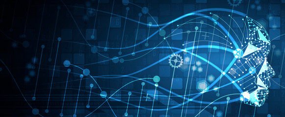 Abstract artificial intelligence DNA technology. Science and social concept.  Futuristic connection structure background