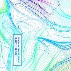 Poster - Abstract background with many wavy multicolored deformed lines and dots. Light theme.