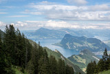 Fototapeta Góry - Panorama view of Lucerne lake and mountains scene in Pilatus of Lucerne