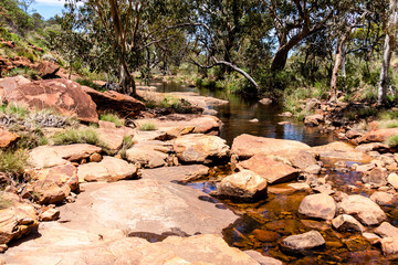 Sticker - Small river in the canyon. Kings Canyon, Northern Territory, Watarrka National Park, Australia