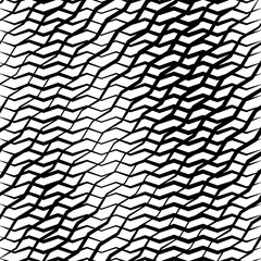 Aufkleber - Wavy, waving, zigzag lines crosshatch grid, mesh pattern. Abstract curvy criss-cross lines texture. Tangle wrinkle stripes. Diagonal, oblique strips with rumple, frizzle, crimp distort