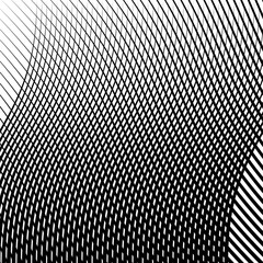 Poster - Wavy, waving, zigzag lines crosshatch grid, mesh pattern. Abstract curvy criss-cross lines texture. Tangle wrinkle stripes. Diagonal, oblique strips with rumple, frizzle, crimp distort