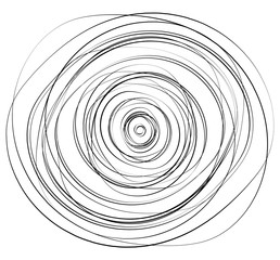Aufkleber - Concentric circles. Radial, radiating rings. Abstract circular illustration. Irregular concentric lines.
