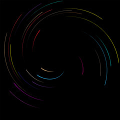 Poster - Detailed twirl, spiral element. Whirlpool, whirligig effect. Circular, rotating burst lines. Whirl radial spokes. Coil, twirl abstract shape