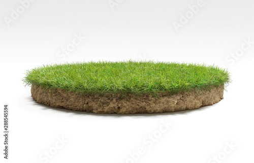 Cuadros en Lienzo realistic 3D rendering circle cutaway terrain floor with rock isolated, 3D Illus
