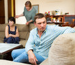 Upset husband apart from her wife and senior mother quarrelling
